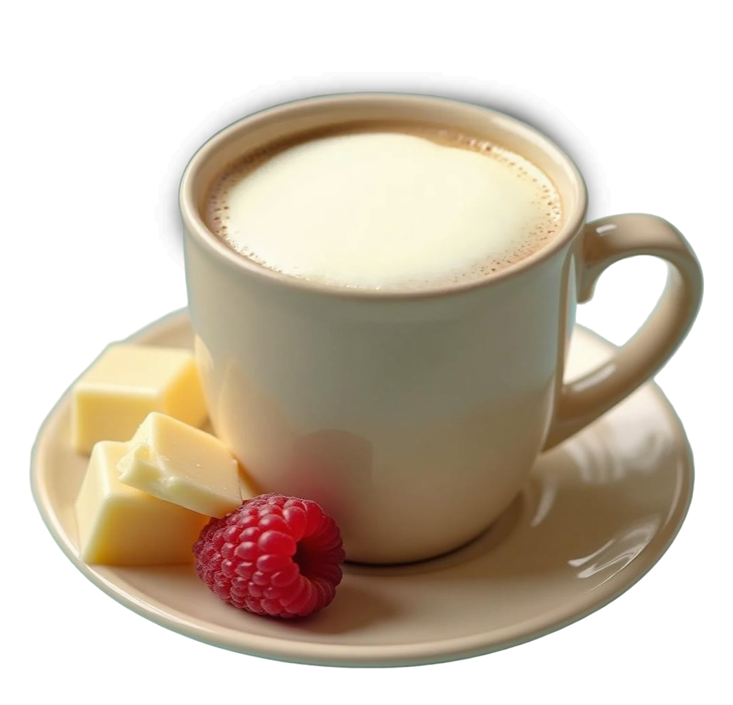 Белая чашка с малиновым горячим шоколадом