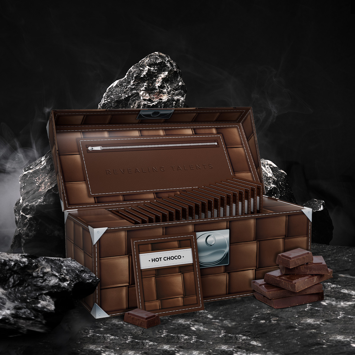 An opened brown box of COFFEECELL hot chocolate