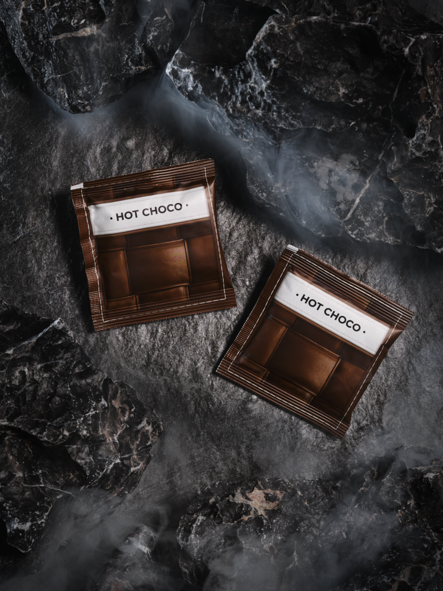 Multiple brown COFFEECELL hot chocolate sachets