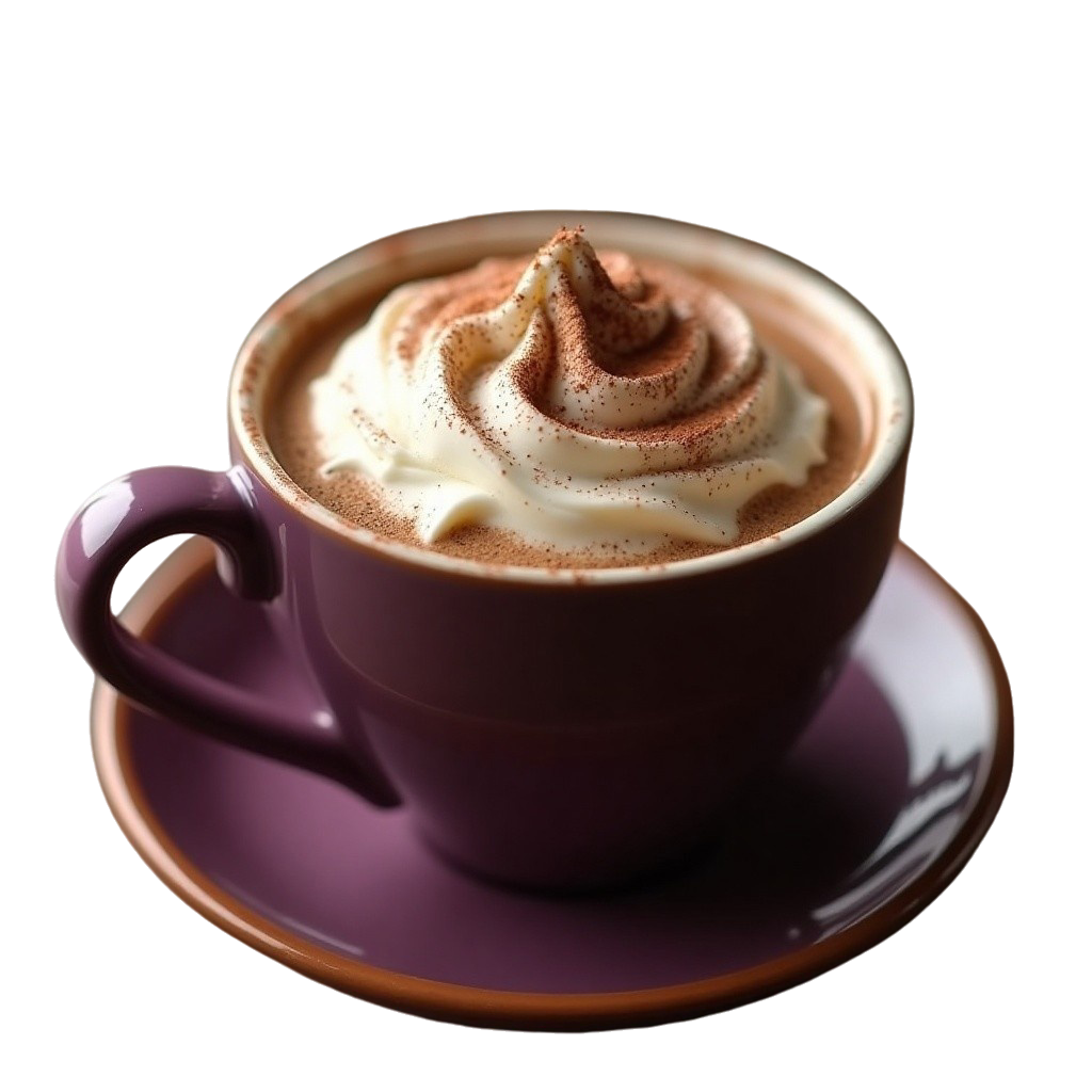 Фиолетовая чашка с моккачино