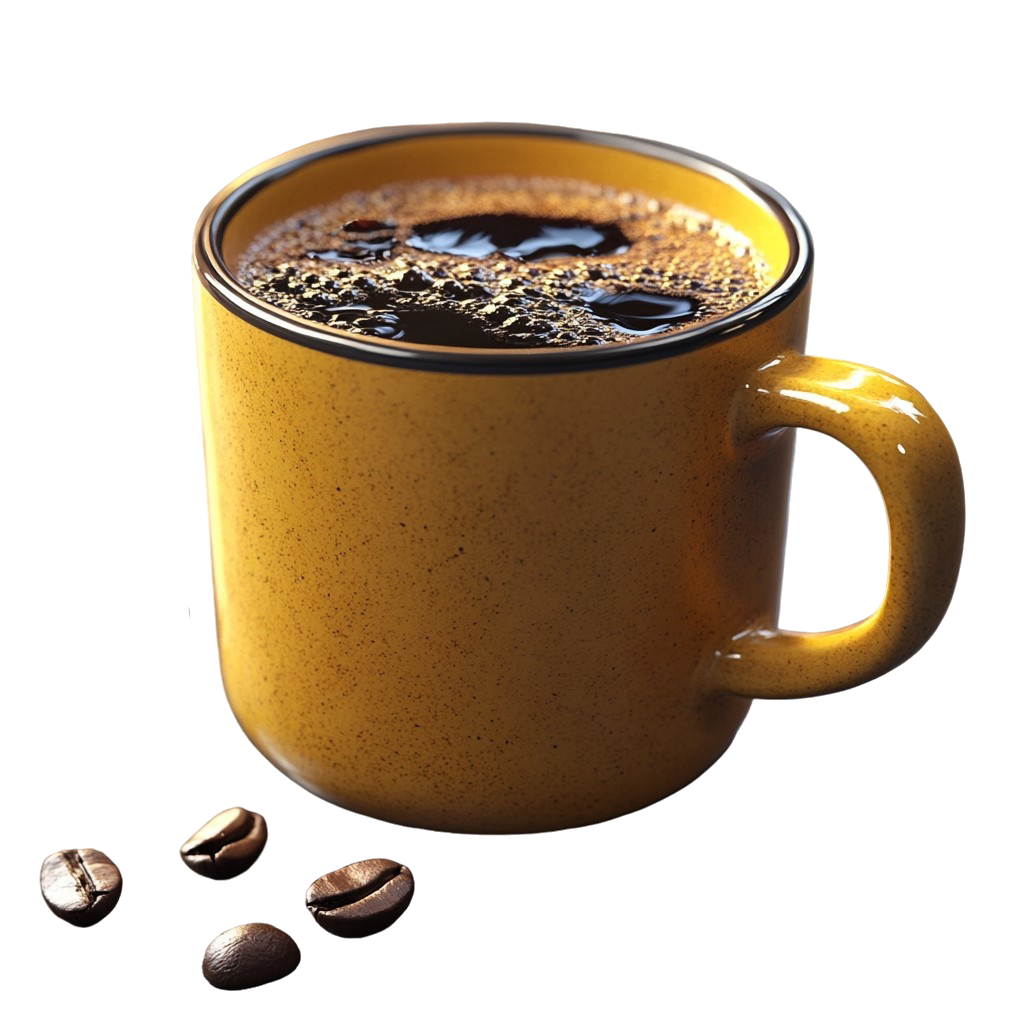 Желтая чашка с черным кофе