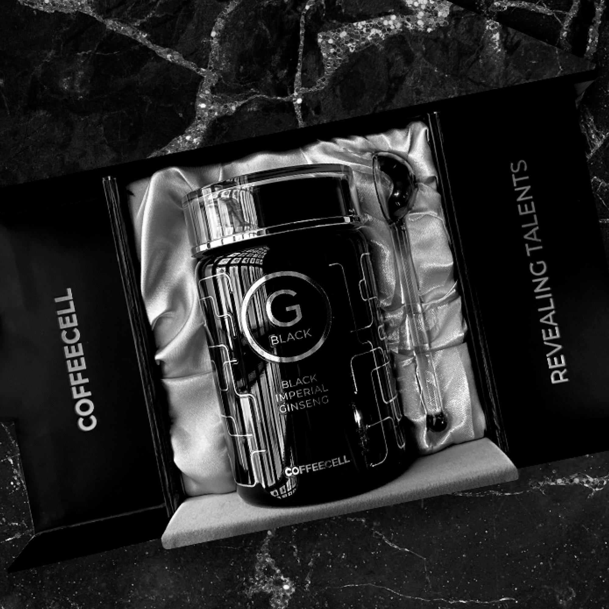 Серая коробка COFFEECELL G BLACK внутри вид сверху