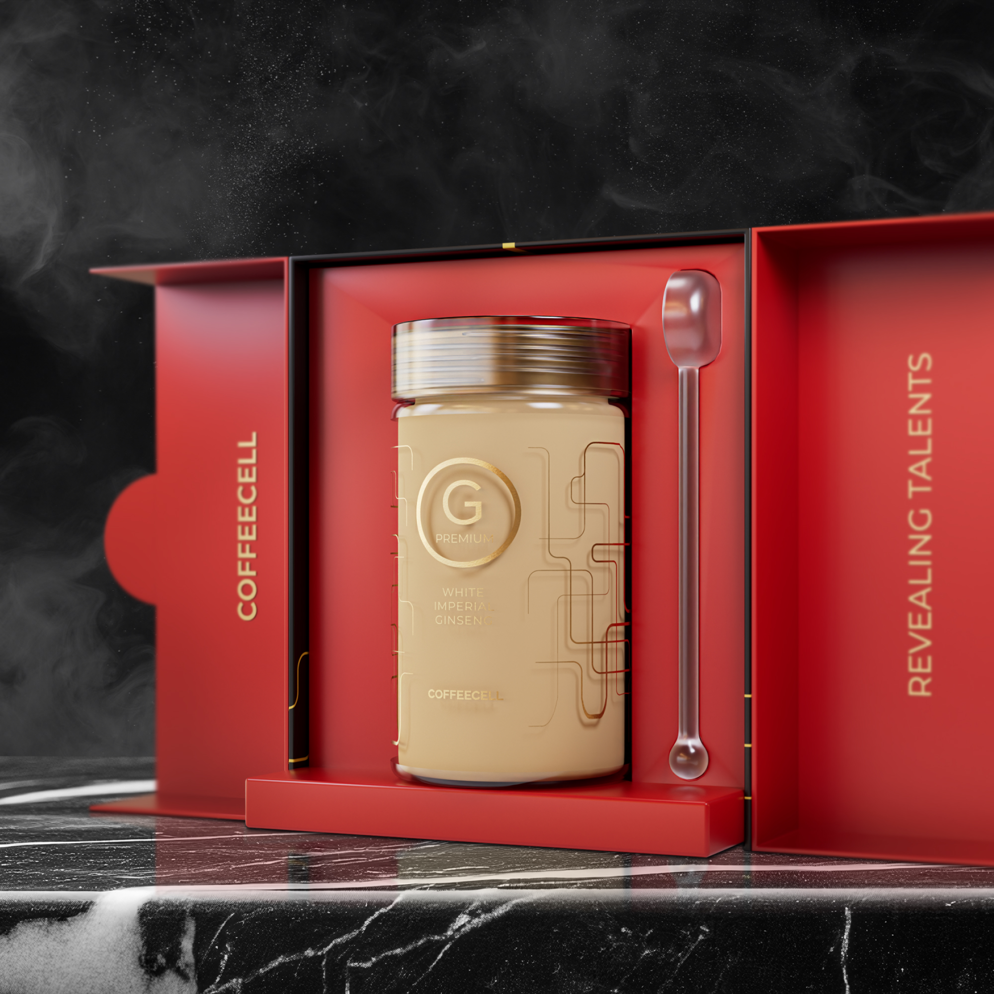 A black box of COFFEECELL G PREMIUM inside