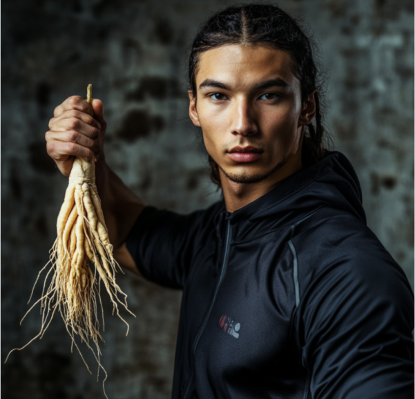 Man holding a ginseng root