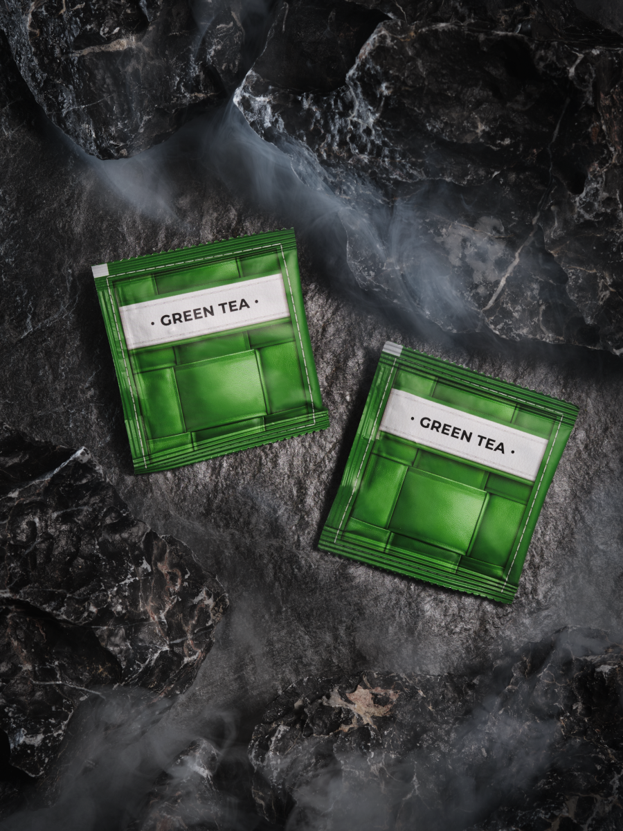 Multiple green COFFEECELL green tea sachets